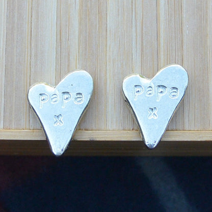 Papa Heart Cufflinks (Large Design), Handcast Pewter Cufflinks, Polished Finish