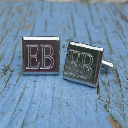 Personalised Square Cufflinks, Handcast Pewter Cufflinks, Polished Finish
