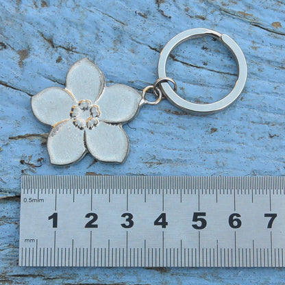 Forget Me Not Keyring, Flower Key Fob, Handmade, by William Sturt, in Fine Pewter