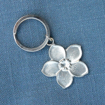 Forget Me Not Keyring, Flower Key Fob, Handmade, by William Sturt, in Fine Pewter