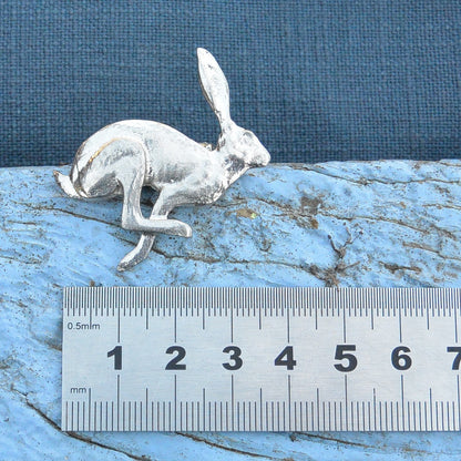 Running Hare Scarf Ring, Handcast Pewter, Polished Finish