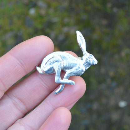 Running Hare Scarf Ring, Handcast Pewter, Polished Finish