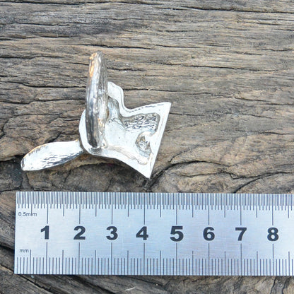 Hare Head Scarf Ring, Handcast Pewter, Polished Finish