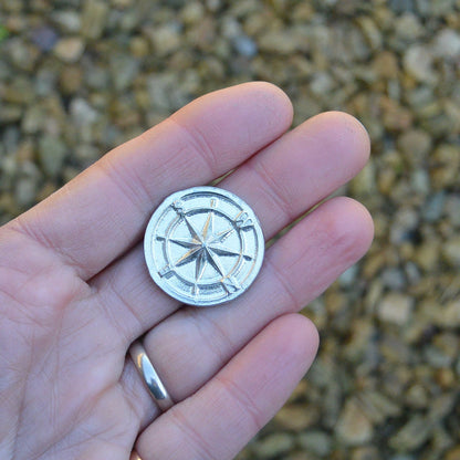 Compas Travel Pocket Token, Traveller Pocket Coin, Handmade, by William Sturt, in Fine Pewter