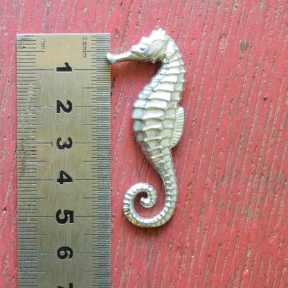 Seahorse Brooch, Handcast Pewter, Polished Finish