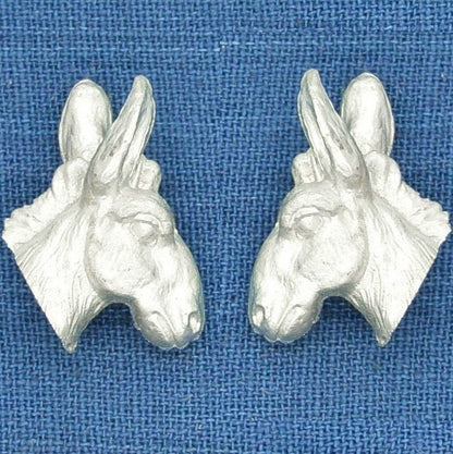 Donkey Head Cufflinks, Handcast Pewter Cufflinks, Polished Finish