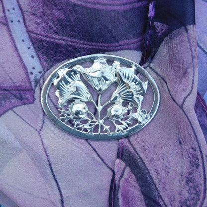 Lily Brooch, Handcast Pewter, Polished Finish
