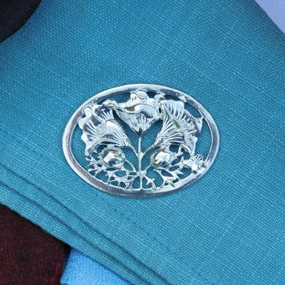 Lily Brooch, Handcast Pewter, Polished Finish