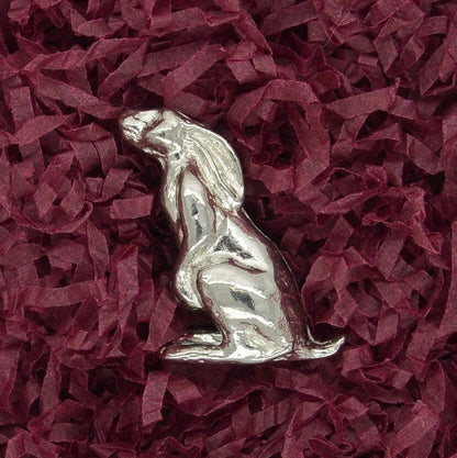 Moon Gazing Hare Figurine, Miniature Hare, Handmade, in Fine Pewter, by William Sturt