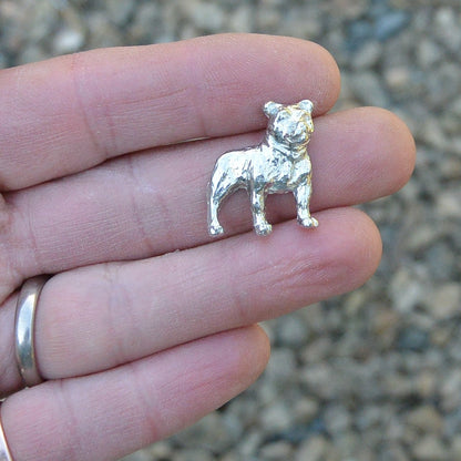 Bulldog Cufflinks, Handcast Pewter Cufflinks, Polished Finish