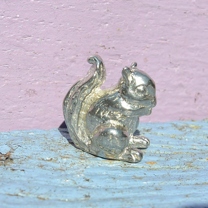 Red Squirrel Figurine, Miniature Squirrel, Squirrel Totem, Handmade, in Fine Pewter, by William Sturt