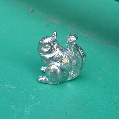 Red Squirrel Figurine, Miniature Squirrel, Squirrel Totem, Handmade, in Fine Pewter, by William Sturt