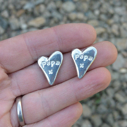Papa Heart Cufflinks (Large Design), Handcast Pewter Cufflinks, Polished Finish