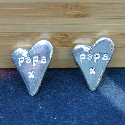 Papa Heart Cufflinks (Large Design), Handcast Pewter Cufflinks, Polished Finish