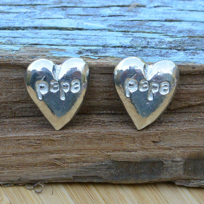 Papa Heart Cufflinks (Small Design), Handcast Pewter Cufflinks, Polished Finish
