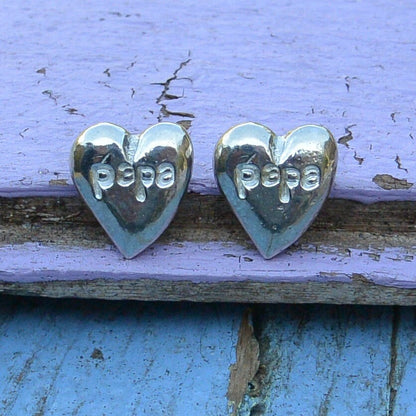 Papa Heart Cufflinks (Small Design), Handcast Pewter Cufflinks, Polished Finish