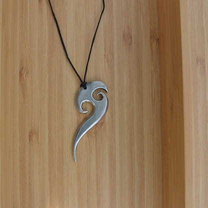 Maori Axe Pendant Necklace, Handcast Pewter Pendant on Adjustable Waxed Cord