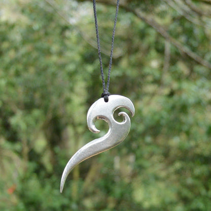 Maori Axe Pendant Necklace, Handcast Pewter Pendant on Adjustable Waxed Cord