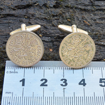 Sixpence Cufflinks, Handcast Pewter Cufflinks, Polished Finish