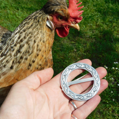Celtic Plait Scarf Ring (Wider), Handcast Pewter Circle, Polished Finish