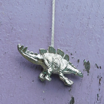Stegosaurus Light Pull, Handcast Pewter, Polished Finish
