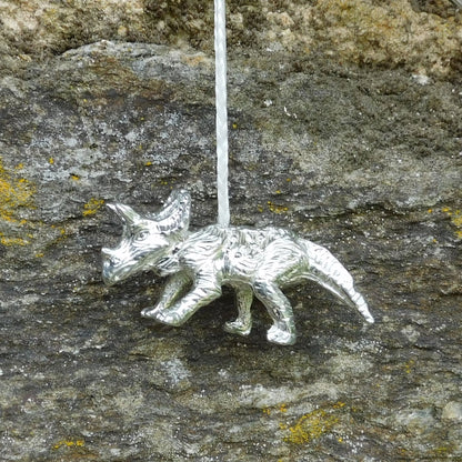 Triceratops Light Pull, Handcast Pewter, Polished Finish