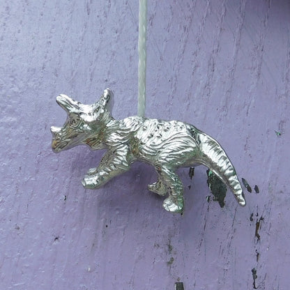 Triceratops Light Pull, Handcast Pewter, Polished Finish