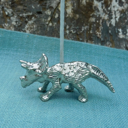 Triceratops Light Pull, Handcast Pewter, Polished Finish