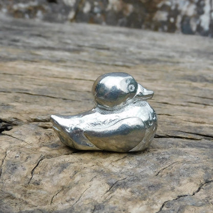 Duck Figurine, Miniature Duck, Handmade in Fine Pewter by William Sturt
