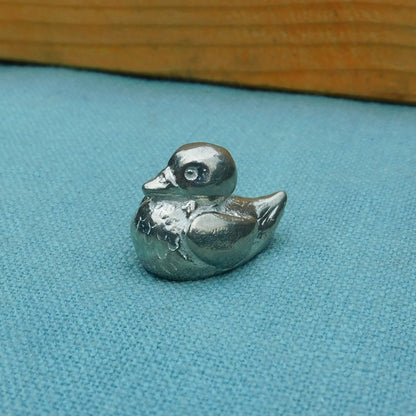 Duck Figurine, Miniature Duck, Handmade in Fine Pewter by William Sturt