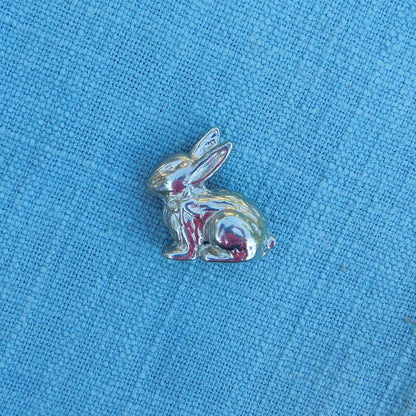 Rabbit Figurines, Two Tiny Rabbits, Handmade, in Fine Pewter, by William Sturt