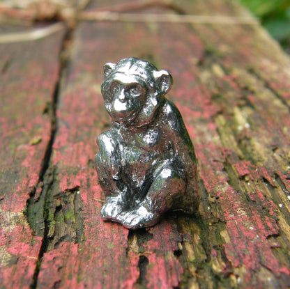 Miniature Chimpanzee, Chimpanzee Figurine, Hand Cast in Fine Pewter by William Sturt