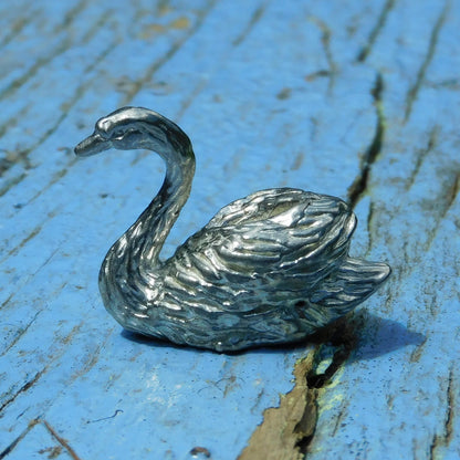 Swan Figurine, Miniature Swan, Handmade, in Fine Pewter, by William Sturt