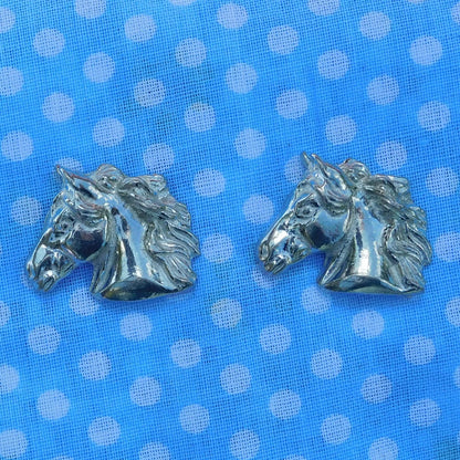 Horse Head Cufflinks, Handcast Pewter Cufflinks, Polished Finish