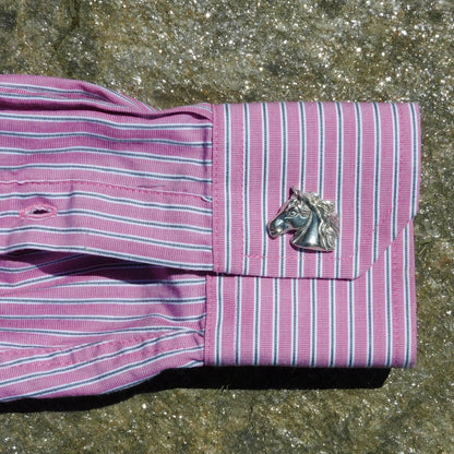 Horse Head Cufflinks, Handcast Pewter Cufflinks, Polished Finish