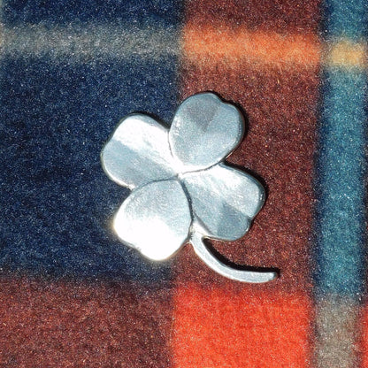 Clover Brooch, Handcast Pewter, Polished Finish