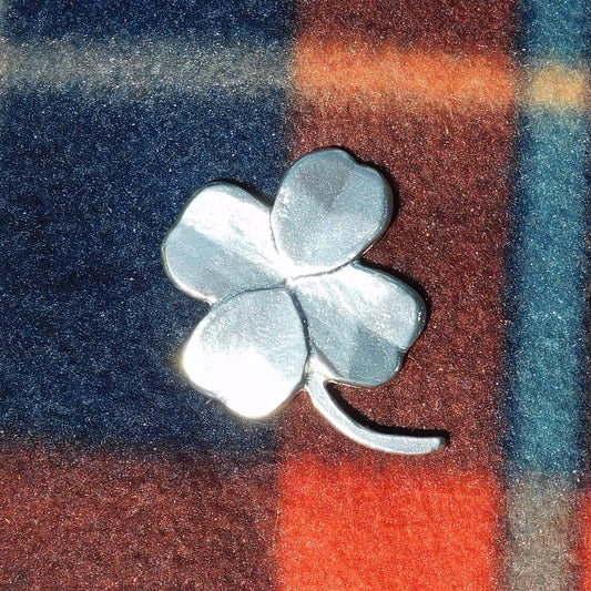 Clover Brooch, Handcast Pewter, Polished Finish