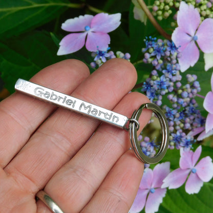 Personnalised Baby Keyring, New Baby Keyring, Engraved Bar Keyring, Handmade, in Finest Pewter, by William Sturt
