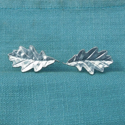 Oak Leaf Cufflinks (Large Design), Handcast Pewter Cufflinks, Polished Finish