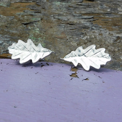 Oak Leaf Cufflinks (Medium Design), Handcast Pewter Cufflinks, Polished Finish