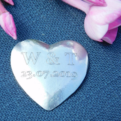 Personalised Heart Pocket Token, French Love Token, Je T’Aime, Handmade in Fine Pewter, by William Sturt