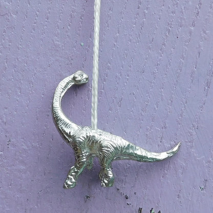 Brontosaurus Light Pull, Handcast Pewter, Polished Finish