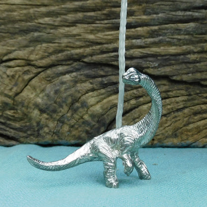 Brontosaurus Light Pull, Handcast Pewter, Polished Finish