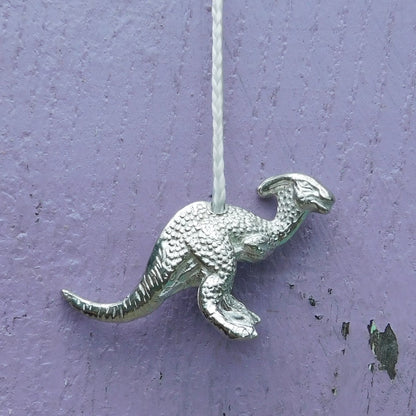 Parasaurolophus Light Pull, Handcast Pewter, Polished Finish