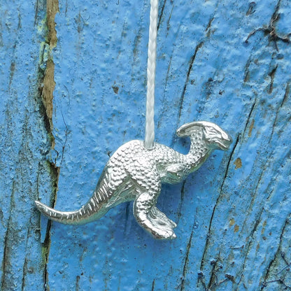 Parasaurolophus Light Pull, Handcast Pewter, Polished Finish