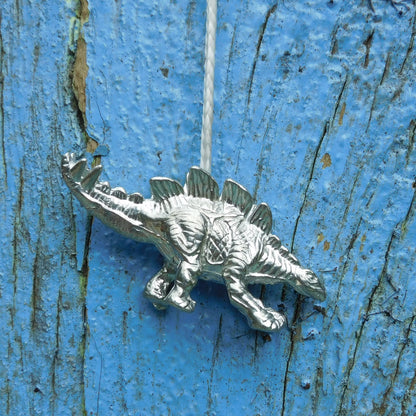 Stegosaurus Light Pull, Handcast Pewter, Polished Finish