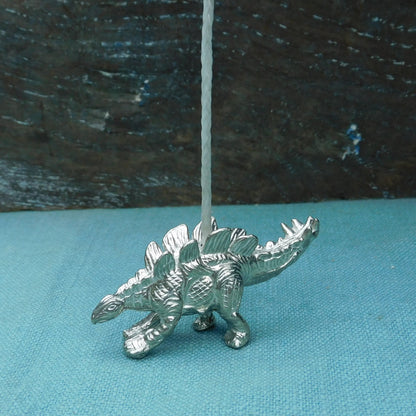 Stegosaurus Light Pull, Handcast Pewter, Polished Finish