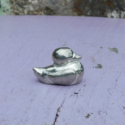 Duck Figurine, Miniature Duck, Handmade in Fine Pewter by William Sturt