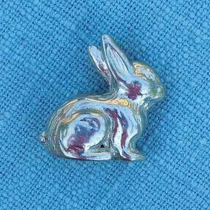 Rabbit Figurines, Two Tiny Rabbits, Handmade, in Fine Pewter, by William Sturt