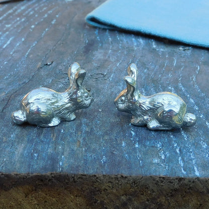 Rabbit Figurines, Miniature Rabbits, Handmade, in Fine Pewter, by William Sturt